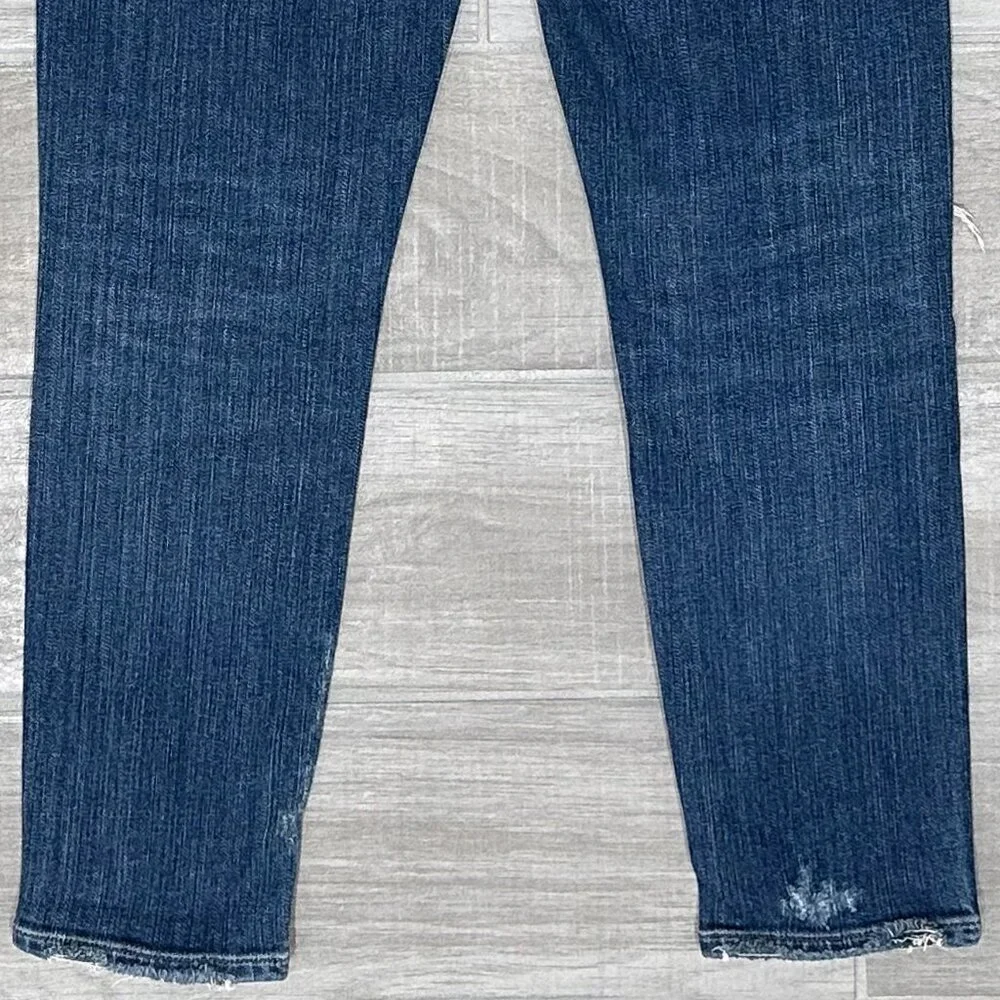 Agolde Sophie Mid-Rise Distressed Skinny Crop Jeans in Santa Fe Blue Size 26